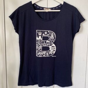 Barbour navy with white screen print  Coastal Days t shirt cotton modal Nautical